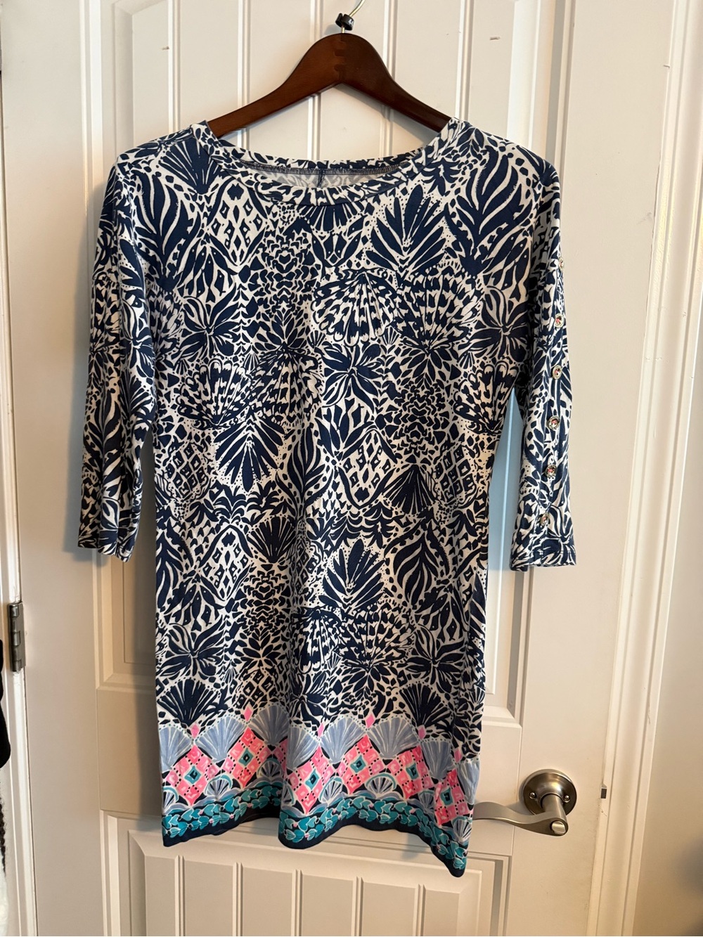 Lilly Pulitzer Navy and White Printed Tunic Dress Small